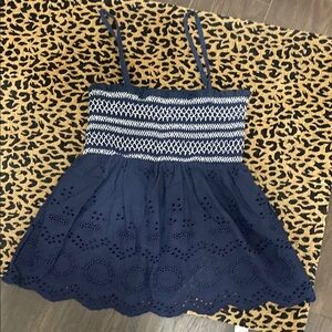Navy Blue Eyelet Tank Top